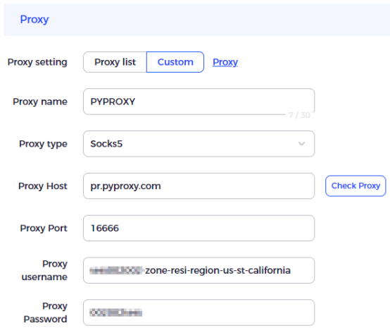 how to set up proxy on maskfog browser