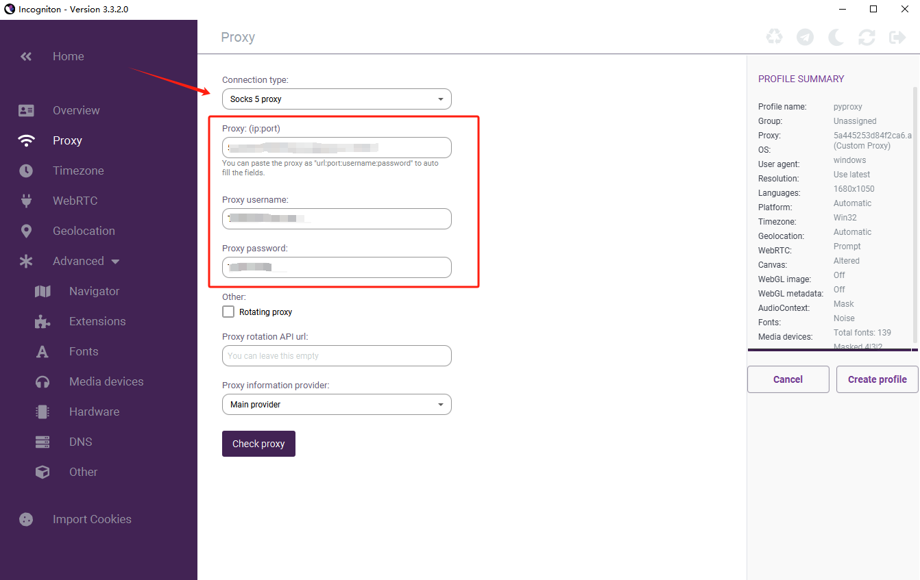 How to Configure Proxy on Incogniton Using PYPROXY