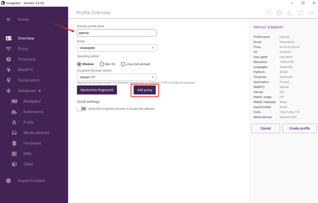 How to Configure Proxy on Incogniton Using PYPROXY